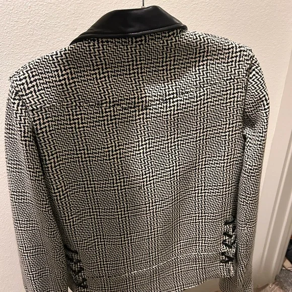 $895 Rag & Bone Bowery Tweed Jacket Removable Sleeves Wool and Lamb Leather - Picture 2 of 4